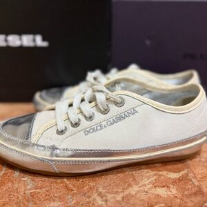 Dolce & Gabbana White and Silver Sneakers